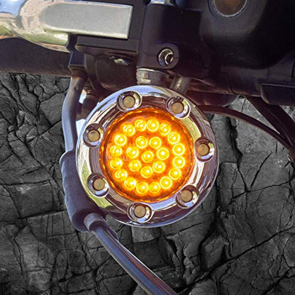 Eagle Lights 2 Inch Bullet Front Infinity Beam LED Turn Signals w/Running Light Ring Covers for Harley Davidson - Chrome / 1157 Base - color: Chrome