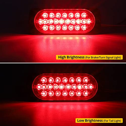 Partsam 2Pcs 4.4" Red 24 LED Trailer Side Marker Clearance Light, Aluminum Housing Stop/Brake/Turn Signal/Tail Lights for Trailer Truck Pickup RV Camper Van Bus, IP67 Waterproof, Surface Mount - color: Red
