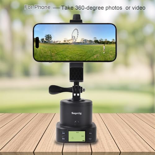 Suptig 360 Degree Tripod Adapter Mount Compatbile for Gopro, Phone Take Photo Or Video, Handle Fan and Product Display Rotation.