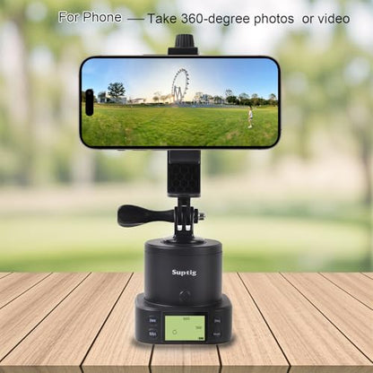 Suptig 360 Degree Tripod Adapter Mount Compatbile for Gopro, Phone Take Photo Or Video, Handle Fan and Product Display Rotation.