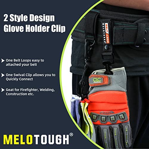 MELOTOUGH Firefighter Glove Strap | Work Glove Holder Clip with Glove Leash Swivel Snap Hook,Alligator Clip - color: Black