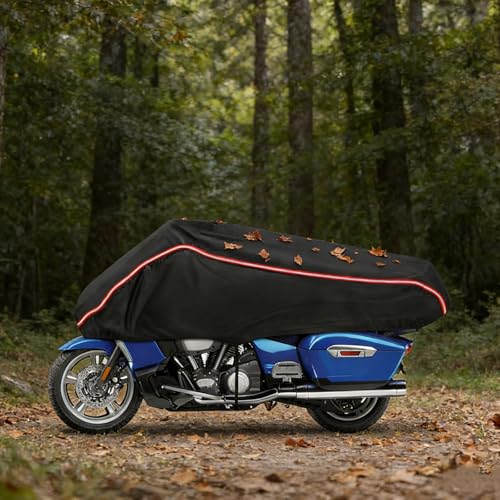 Motorcycle Half Cover Waterproof Windproof Outdoor Dustproof for Touring Models Road King Street Glide Road Glide and More, with Reflective Strip, Black - size: Upgraded Half Cover