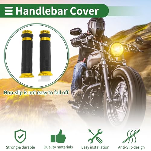 7/8" 22mm 15/16" 24mm Motorcycle Hand Grips Cover Kit Non Slip Handlebar Grips for Motorcycle Scooter Bicycle ATV Gold Tone - color: Gold Tone