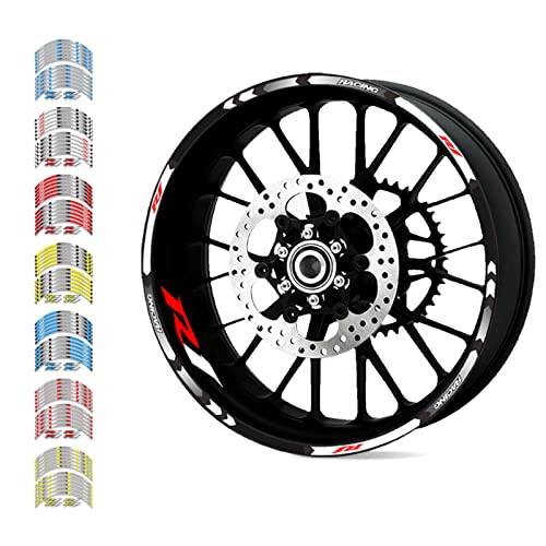 Motorcycle Rim Stripes Decals Wheel Sticker Reflective Tape for Yamaha YZF R1 1998-2022/R1M 2015-2022/R1S 2001 2016-2018 - color: B Blue 12pcs