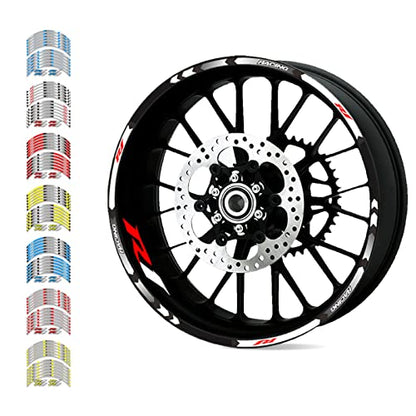 Motorcycle Rim Stripes Decals Wheel Sticker Reflective Tape for Yamaha YZF R1 1998-2022/R1M 2015-2022/R1S 2001 2016-2018 - color: A Blue 12pcs