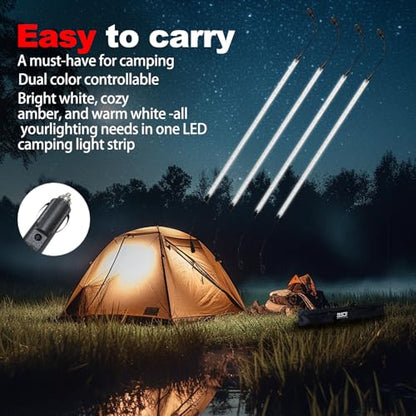 12V LED Interior Light Aluminum Rigid String Lights with Dimmer Switch Waterproof Light Strip (4pcs-White) - size: 4pcs-White