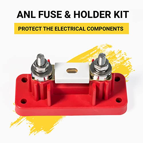 Spartan Power 500 Amp ANL Ceramic Fuse & Holder Kit Red - color: RED, size: 500A RED