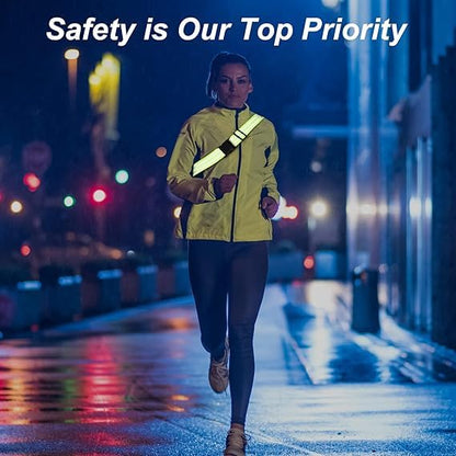 Little World Reflective Belt, Reflective Running Gear Elastic Reflective Sash - color: Green, Orange