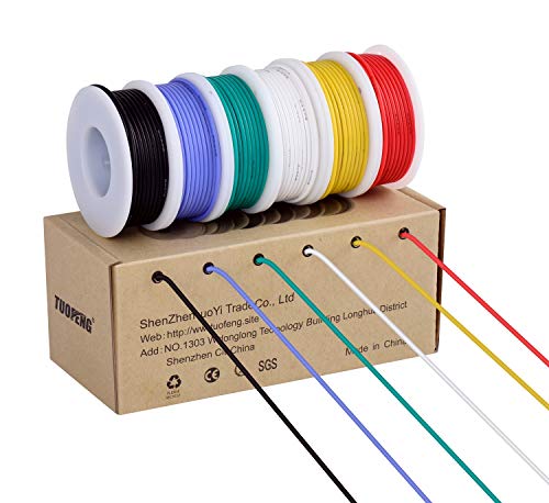 TUOFENG 18 AWG Stranded Wire Spool, Silicone Rubber Insulated Tinned Copper Flexible Wire Kit for Automotive Wiring, 6 Colors, 13.2ft/4m Each - size: 18 AWG Silicone Stranded Wire 6 Colors 13.2ft Each