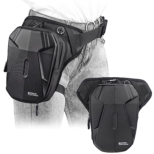 Motorcycle Waist Drop Leg Bag - Expandable Big Capacity Druable & Waterproof Tactical Fanny Pack, Multi-Pocket Storage Hip Thigh Bag for Cycling Hiking Climbing, Men and women