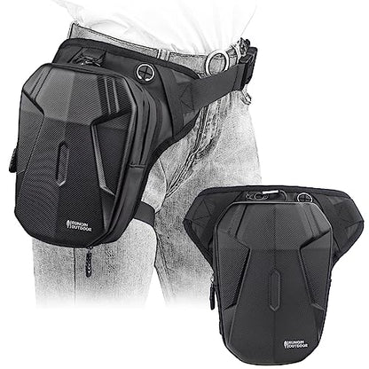 Motorcycle Waist Drop Leg Bag - Expandable Big Capacity Druable & Waterproof Tactical Fanny Pack, Multi-Pocket Storage Hip Thigh Bag for Cycling Hiking Climbing, Men and women