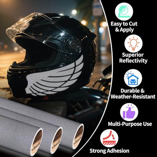 TECKWRAP Black Reflective Chrome Adhesive Vinyl Flashlight Sensitive Vinyl for Crafts, Decals, Bikes, Motorcycles, Helmets, Mailbox, Reflective Tape, 1ftx5ft, Ink Black - color: Ink Black