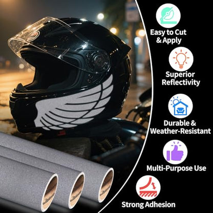 TECKWRAP Black Reflective Chrome Adhesive Vinyl Flashlight Sensitive Vinyl for Crafts, Decals, Bikes, Motorcycles, Helmets, Mailbox, Reflective Tape, 1ftx5ft, Ink Black - color: Ink Black