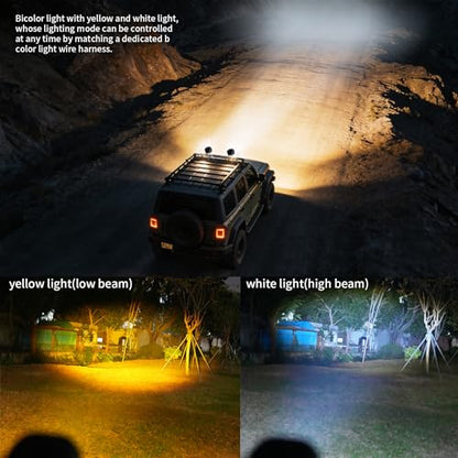 LED Offroad Driving Fog Lights, Yellow/White Hi-Low,2Pcs 3Inch Motorcycle Pod Lights Work Auxiliary Lights for Motorcycle Trucks, Vehicles, ATVs, UTVs, Tractors