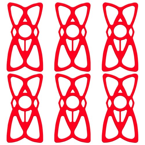 6 PCS Motorcycle Phone Mount Tether, Elastic Smartphone Silicone Strap Anti-Slip Holder Grip Tether, Handlebar Anti-Vibration Cell Phone Security Bands for Bike Bicycle Motorcycle (Red) - color: Red, size: 6PCS