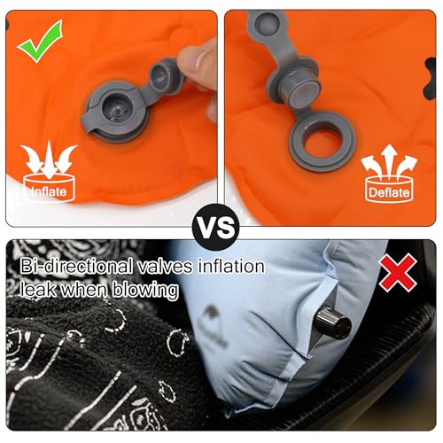 Inflatable Seat Cushion, Lightweight Stadium Seat Pad, Travel Air seat Cushion Anti-Slip for Airplane, Long Flights, Hiking, Climbing, Home and Camping, Compact Air Cushion - color: Orange