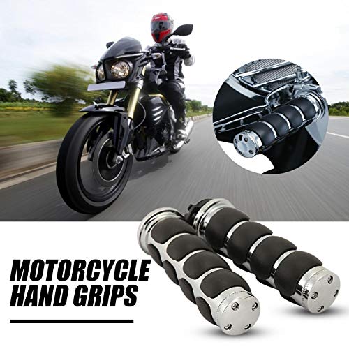 INNOGLOW Motorcycle Handlebar Grips 1 Pairs Hand Grips - color: Chrome Black-A