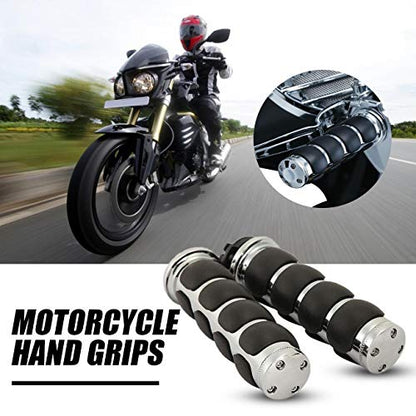 INNOGLOW Motorcycle Handlebar Grips 1 Pairs Hand Grips - color: Chrome Black-A