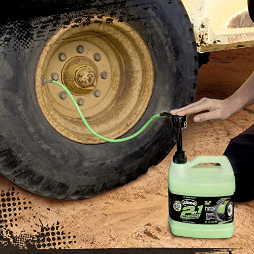 Slime 10207 2-in-1 Tire & Tube Sealant Puncture Repair Sealant, 2-in-1, Premium, Prevent and Repair, Suitable for All Off-Highway Tires and Tubes, Non-Toxic, Eco-Friendly, 1 Gallon jug - style: 1 gal