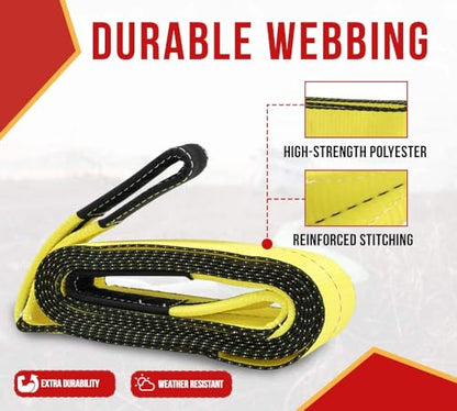 Mytee Products 2" X 20' Heavy Duty Recovery Tow Strap 16000 LB Break Strength Towing - size: 1 - Pack