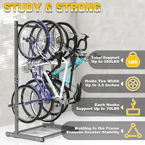 Ultrawall Freestanding Bike Rack, Vertical Bike Storage Stand for Garage, Indoor Bicycle Organizer, Holds Up to 4 Bikes - style: Holds 4 Bikes