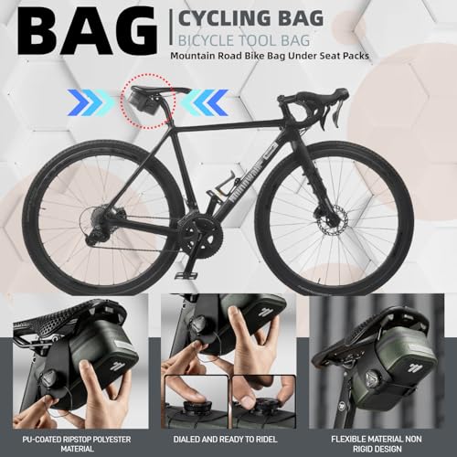 Waterproof Bike Seat Bag: Small Bike Tail Bag Bicycle Under Seat Bag, 0.5L Lightweight Bicycle Cuboid Storage Bag Cycling Accessories Pouch for Road Mountain Cycling - color: Black