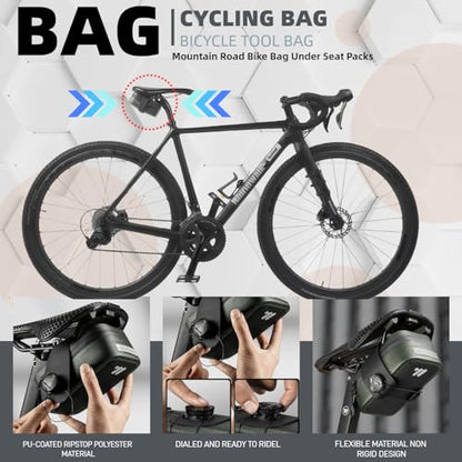 Waterproof Bike Seat Bag: Small Bike Tail Bag Bicycle Under Seat Bag, 0.5L Lightweight Bicycle Cuboid Storage Bag Cycling Accessories Pouch for Road Mountain Cycling - color: Black
