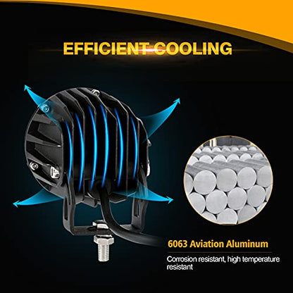Auxbeam 3.5in 50W Round Led Offroad Light, 5000LM Round Driving Light Pod Super Bright with Wiring Harness Kit White Spot Flood Combo for Jeep Vehicle Truck ATV SUV Motorcycle - color: White Led Offroad Light