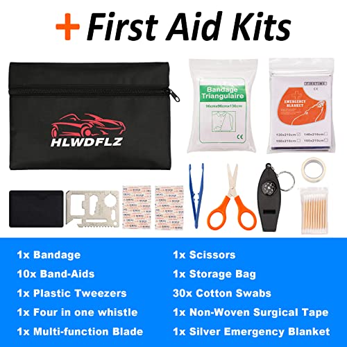 Car Emergency Kit with 2000A Car Battery Jump Starter- Car Roadside Emergency Kit, First Aid Kit, Tow Rope, Emergency Car Kit, Roadside Safety Tool Kit for Women, Men