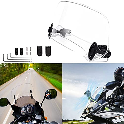 Universal Motorcycle Windshield Extension Windscreen Spoiler Clamps for Kawasaki Yamaha Harley Suzuki Buell Ducati Aprilia(210mm Transparent) - color: 210mm transparent