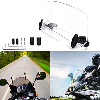 Universal Motorcycle Windshield Extension Adjustable Windscreen Spoiler Clamps for Kawasaki Yamaha Harley Suzuki Buell Ducati Aprilia(280mm Transparent) - color: 280mm transparent