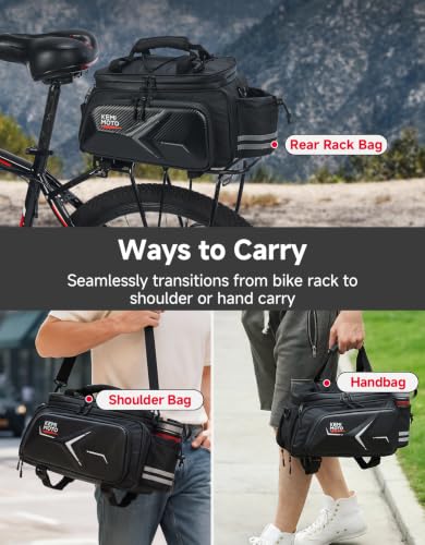 KEMIMOTO Hard Shell Bike Bag Rear Rack 20L Capacity, Carbon Leather Bicycle Trunk Bag with Waterproof Rain Cover for Grocery Shopping Commuter Cycling Trip (Upgraded Design) - style: Upgrade Eva Hard Shell