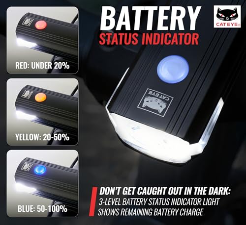 CATEYE AMPP USB Rechargeable Bike Light – High Visibility Super Bright OptiCube™ Headlight for Commuters, Road Cyclists & Mountain Bikers, Day & Night Riding Modes, IPX4 Waterproof, Tough & Durable - style: Ampp2200