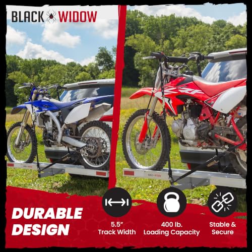 Black Widow Aluminum Dirt Bike Hitch Carrier with Ramp for Truck & SUV, 400-Pound Capacity - Non-Folding Motorcycle, eBike & Fat Tire Bike Hauler, Fits 2-Inch Class III/IV Receiver - style: Single Bike