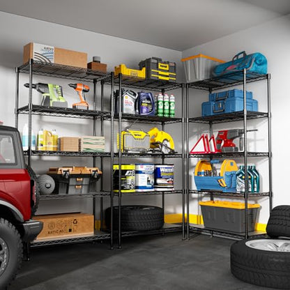 72" H Storage Shelves 5 Tier Wire Shelving with Shelf Liners, Adjustable Metal Garage Shelving, 1325LBS Heavy Duty Commercial Storage Rack for Pantry Kitchen, 35" W x 16" D x 72" H, Black - size: 35" W x 16" D x 72" H-5 Tier