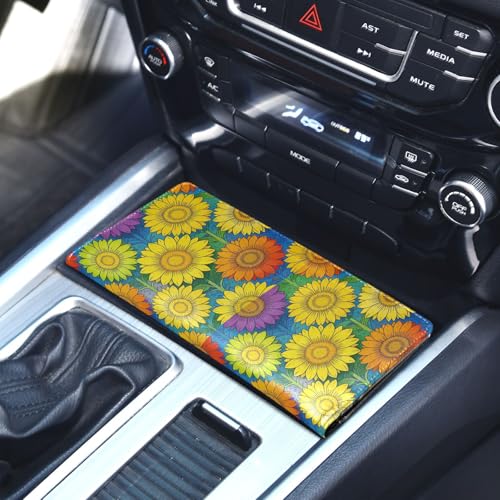 GuoChe Pu Leather Registration and Insurance Card Holder Men Women Document Wallet for any Car, Truck, Motorcycle, Trailer or Boat Rainbow Sunflower Lgbtq Flag Pride Month - color: 14