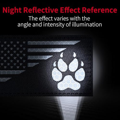 2Pcs Reflective American Flag(with Dog Tracking Paw) Patches Set, Tactical US Flag Patches Full Embroidery Military Patch for Caps Bags Vests Military Uniform - color: Reflective American Flag (with Dog Tracking Paw)