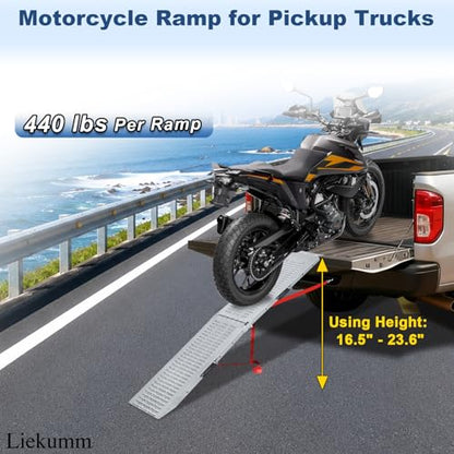 LIEKUMM 66" Folding Motorcycle Ramp, 440 lbs Heavy Duty Loading Ramp for Pickup Trucks, Portable Truck Ramp for Dirt Bike, Trailer, Lawn Mower - size: 66"L x 9"W（1pc）