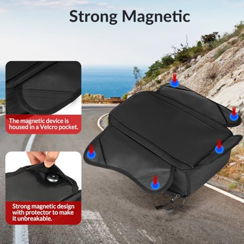 Motorcycle Tank Bag Universal Waterproof Oxford Fabric with Strong Magnetic，Magnetic Tank Bag, fits Harley Davidson, Indian, Honda, Yamaha, Suzuki and more - size: 10L