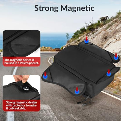 Motorcycle Tank Bag Universal Waterproof Oxford Fabric with Strong Magnetic，Magnetic Tank Bag, fits Harley Davidson, Indian, Honda, Yamaha, Suzuki and more - size: 10L