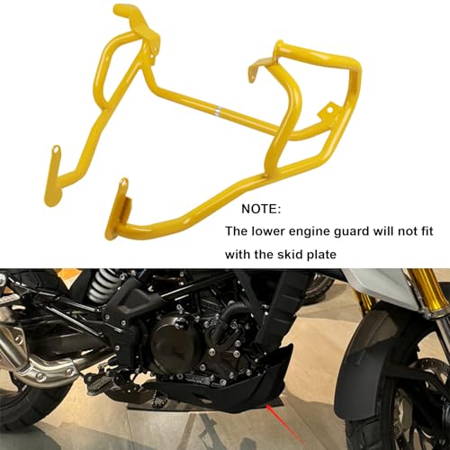 CHIFUN Engine Guard Upper Lower Highway Crash Bars Compatible with BMW G310GS G 310GS 2022 2023 Yellow Steel Motorcycle Frame Protection Bars - color: Yellow