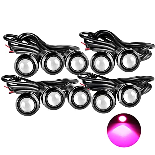 Eagle Eye LED Lights, DIY Ultra Thin 18mm Indicator Marker Light Daytime Running Lights DRL Tail Lights Fog Light Backup Light for Car Motor Motorcycle Truck Boat (BK Shell-Pink,10PCS) - color: BK Shell-Pink, size: 10PCS