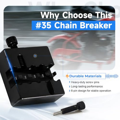 #35 Chain Breaker Tool Chain Breaker Motorcycle Replacement for #35 Roller Chain Mini Bike Go Kart Cart ATV Dirt Bike Scooter Quad Bicycle Mountain Electric Bike Parts Black - color: black