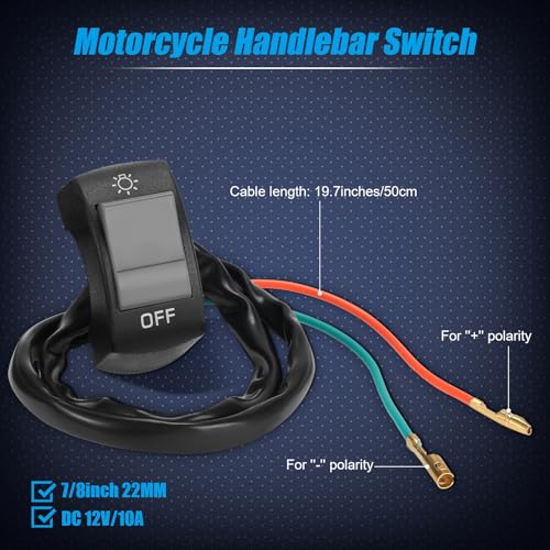 Frienda 3 Pieces Motorcycle Headlight Switch Handlebar Toggle Switch 7/8 Inch 22 mm 12v on Off Push Button for U5 U7 U2 Motorcycles Scooter Electromobile (Grey) - color: Grey