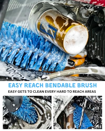 Motorcycle Cleaning Brush Kit 6 Pack, Easy Reach Brush, Chain Brush,Wool Wash Mitt, Stiff Tire Brush, Detailing Brush& Microfiber Towel for Motorcycle Mudguard, Rims,Exhaust, Frame Detailing Wash Kit - size: Blue(6 Pack)
