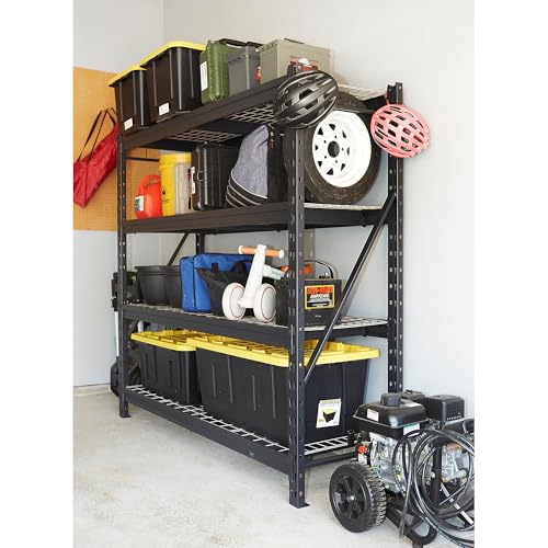 Ironton 4-Tier Industrial Steel Shelving Unit, 8,000-Pound Load Capacity, Garage Storage Rack, 77" W x 24" D x 72" H - size: 4 Tier