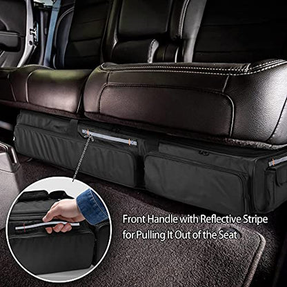 samdew Under Seat Storage Bag Fit for SuperCrew Cab & Crew Cab, Back Seat Double-Compartment Organizer for Truck, Practical Underseat Tool Box with Inner Dividers & Multiple Pockets (Patented Design)