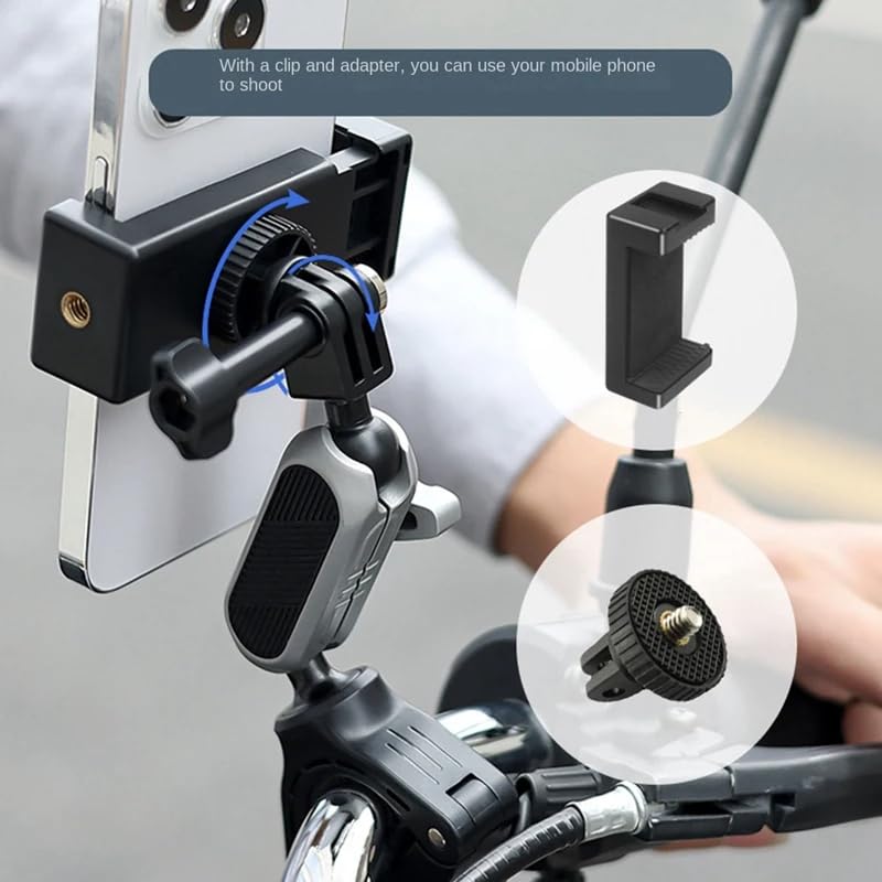Reflex Camera 360 Degree Rotation Magic Arm Bike Motorcycle Handlebar Pole Clip Clamp Mount for Go Pro Hero 13/12/11/10/9, D J I Action Camera - Adjustable, Secure, Versatile Camera Mount