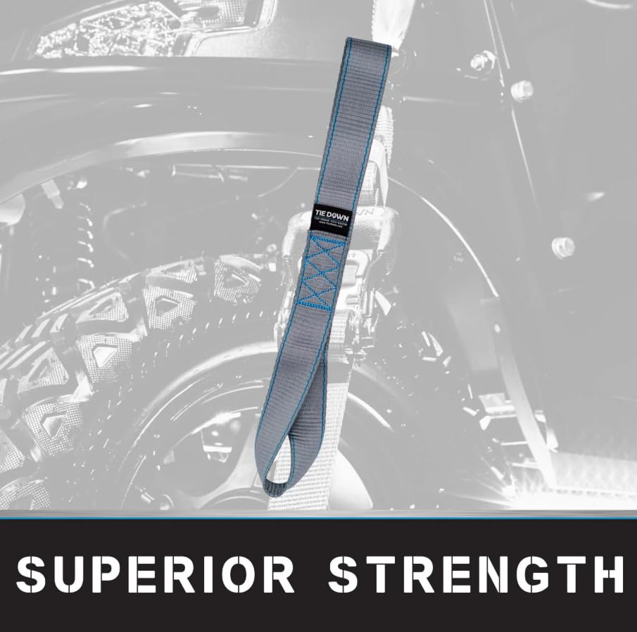 Tie Down 1.5 inch x 17 inch Grey Heavy Duty Soft Loop Straps, 4-Pack Kit - 10427 lbs. Breaking Load Limit - color: Grey
