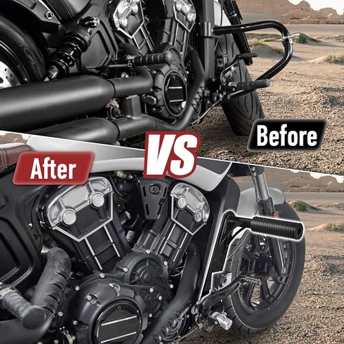Motofunder Motorcycle Engine Guard Crash Bar with Highway Foot Pegs Footrest Compatible with Indian Scout Bobber (2015-2024) Accessories